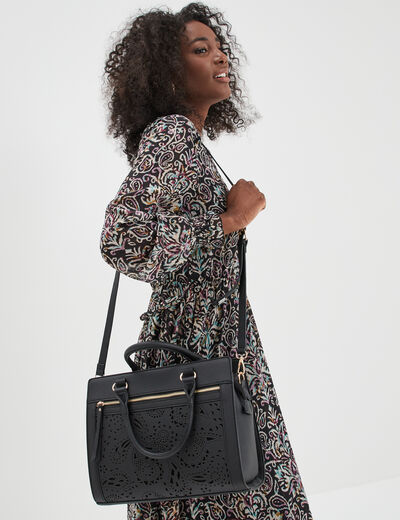 Sac rectangulaire bandoulière ajustable noir femme