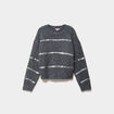Pull col rond &agrave; sequins manches longues gris femme