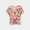 T-shirt taille effet nou&eacute; coton vert kaki femme