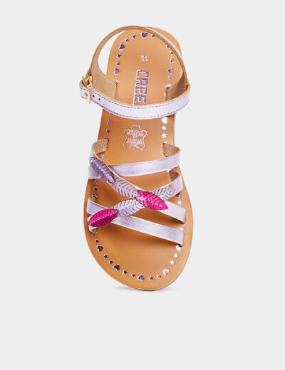 Sandales en cuir avec bride d'attache parme fille