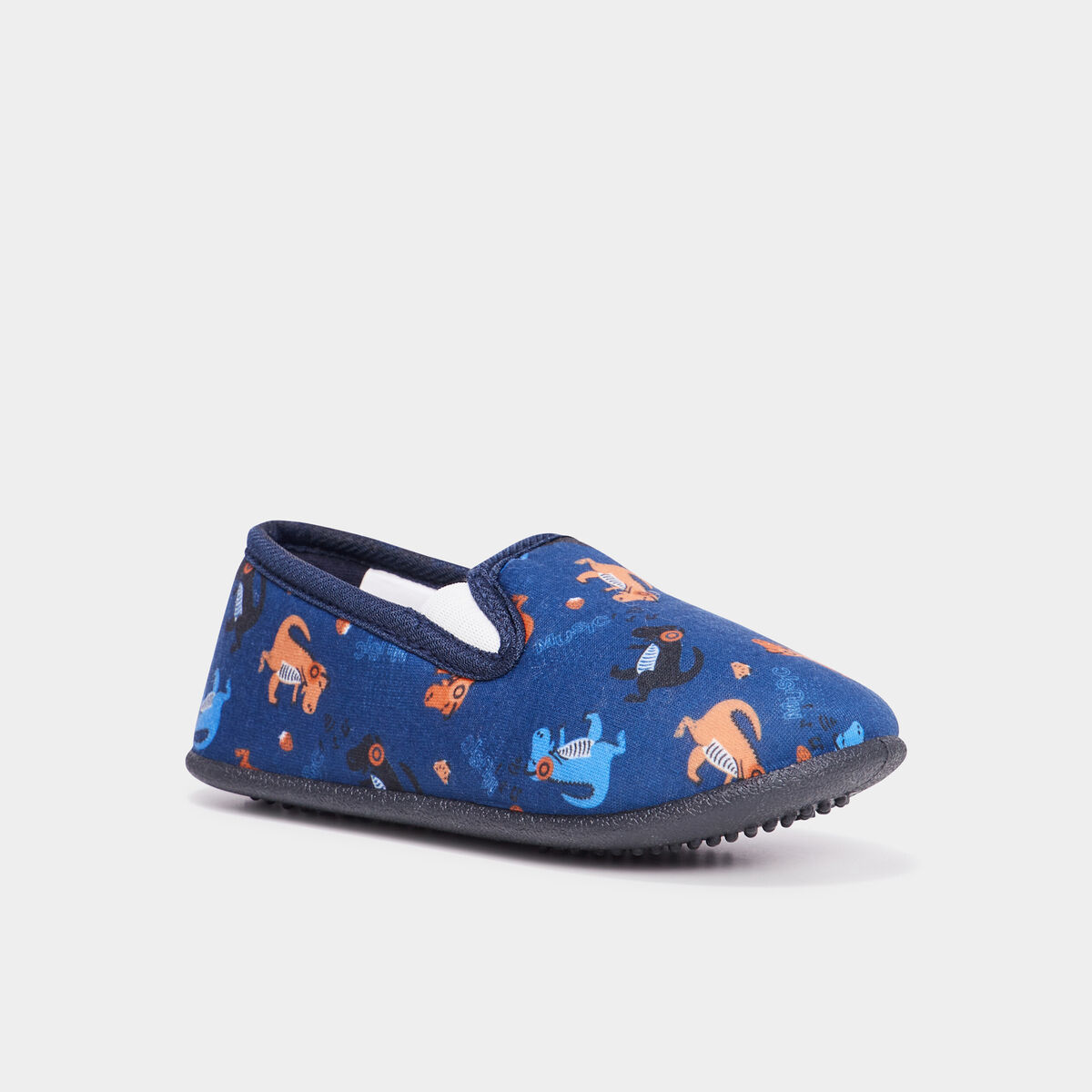 Chaussons effet velours bout rond bleu gar&ccedil;on