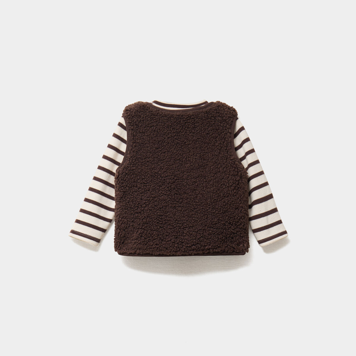 Ensemble 3 pi&egrave;ces avec gilet polaire marron chocolat b&eacute;b&eacute; gar&ccedil;on