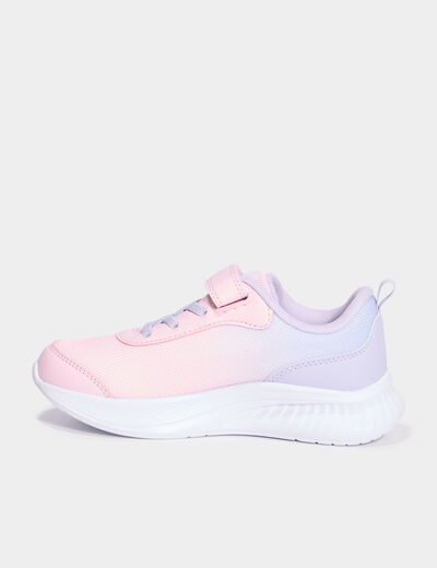 Baskets running à scratchs rose fille