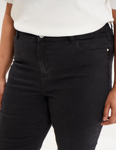 Jeans slim taille haute 5 poches denim noir femme grande taille