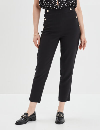 Pantalon droit à pont 2 poches Mosquitos noir femme