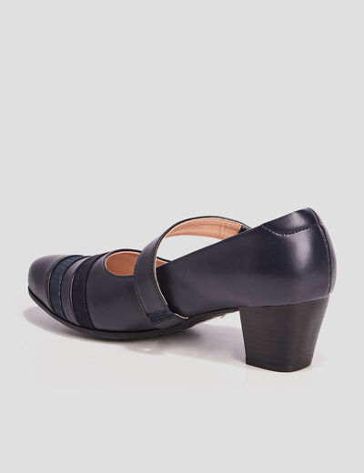 Escarpins à talons pied large bleu marine femme