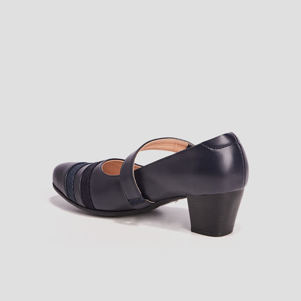 Escarpins à talons pied large bleu marine femme