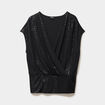 T-shirt &agrave; paillettes col cache-coeur noir femme