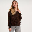 Gilet ajust&eacute; col rond manches longues marron femme