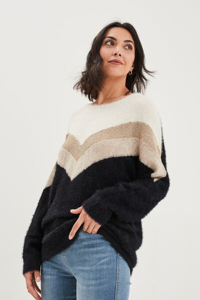 Pull manches longues noir femme