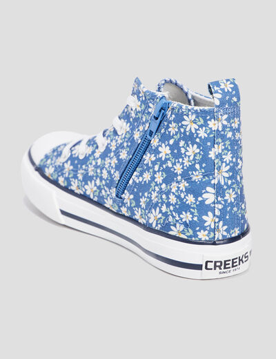 Tennis montantes en toile bout renforc&eacute; bleu fille