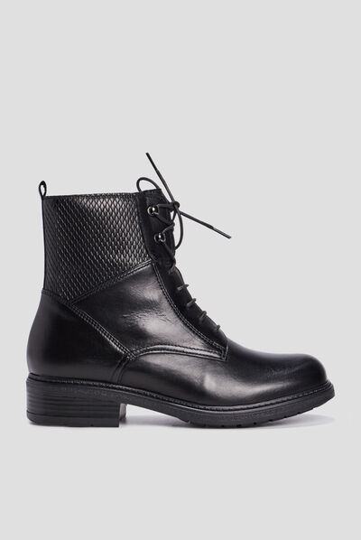Bottines en cuir zippées à lacets noir fille