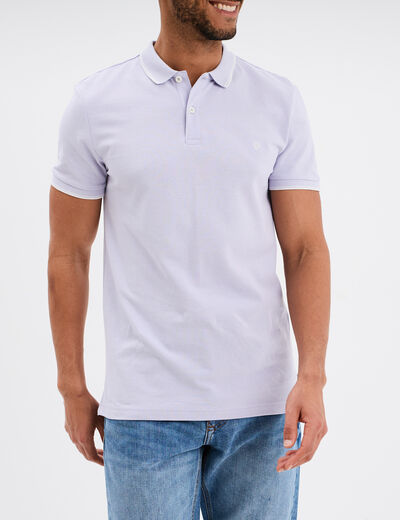 Polo manches courtes bords contrastés parme homme