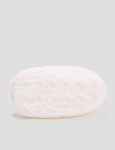 Chaussettes d'int&eacute;rieur tricot&eacute;es ivoire b&eacute;b&eacute;