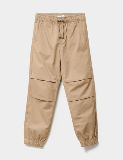 Pantalon battle taille élastiquée coton marron garçon