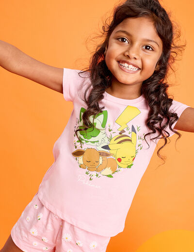 Ensemble pyjama short coton Pok&eacute;mon rose fille