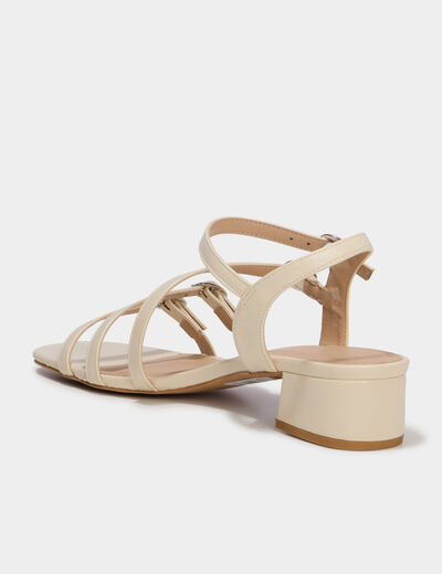 Sandales multibrides &agrave; talons 5 cm blanc femme