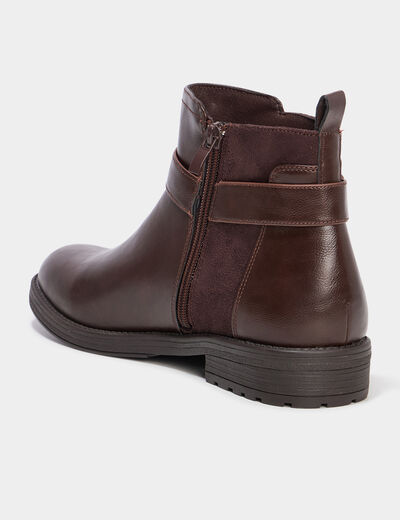 Bottines avec boucles et talons 2 cm marron femme