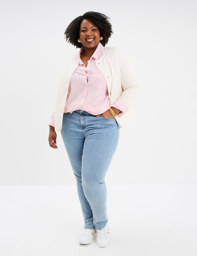 Chemise oversize lin mélangé rose femme grande taille