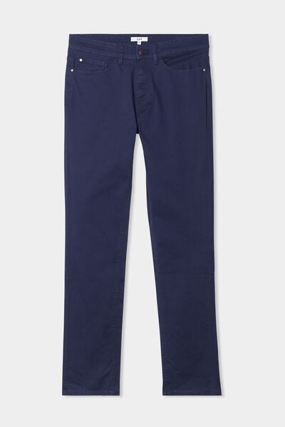 Pantalon droit en coton stretch bleu marine homme