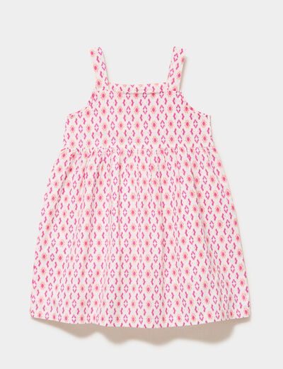 Robe &agrave; fines bretelles coton boutonn&eacute;e ecru fille