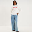 Sweat col rond logo oversize blanc femme