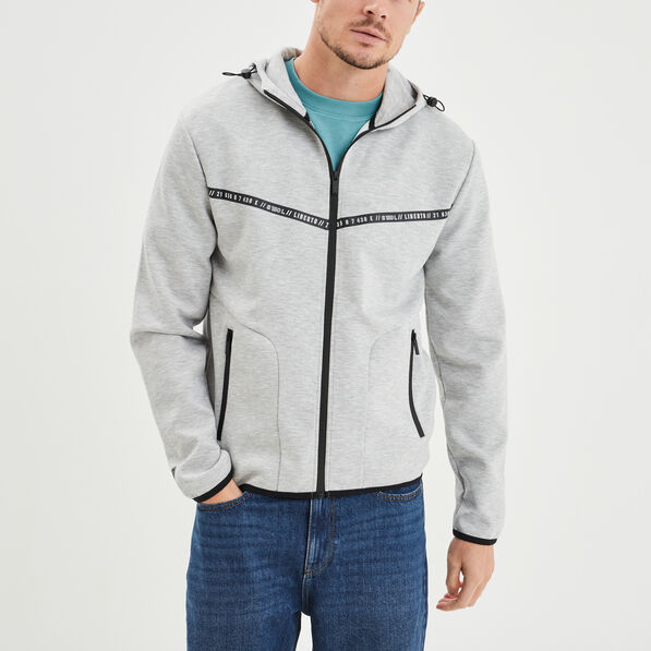 sweat zippe a capuche liberto gris homme Sweat zippé à capuche Liberto gris homme
