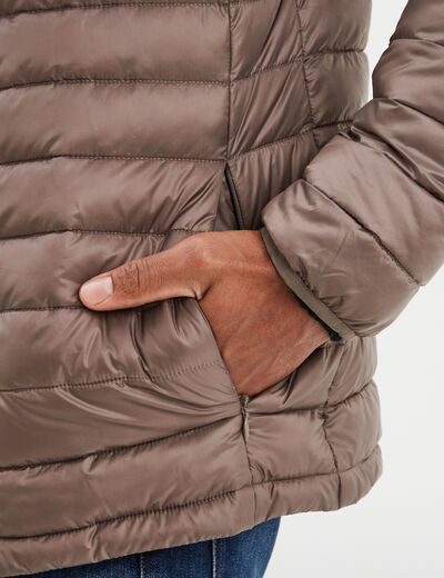 Doudoune légère déperlante à capuche taupe homme