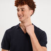 Polo manches courtes textur&eacute; coton bleu marine homme