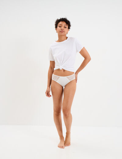 Shorty avec micro dentelle ivoire femme