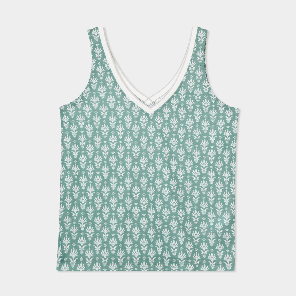 Débardeur col en V bretelles fines vert turquoise femme