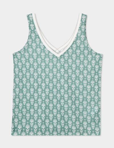 Débardeur col en V bretelles fines vert turquoise femme