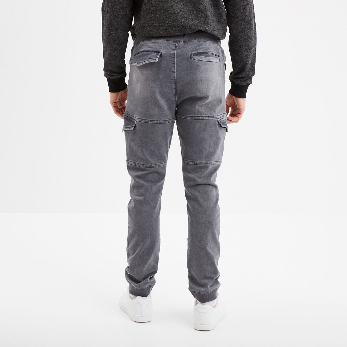 Pantalon skinny stretch 2 poches côtés denim gris fonce homme