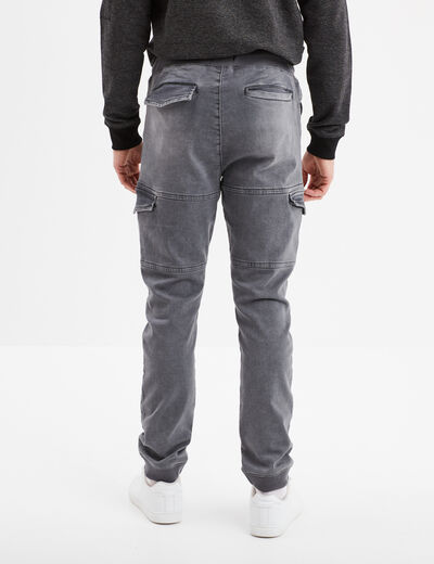 Pantalon skinny stretch 2 poches côtés denim gris fonce homme