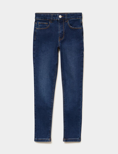 Jean skinny 5 poches bleu fonc&eacute; fille