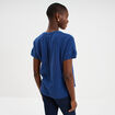 Blouse Col tunisien gaze de coton bleu marine femme