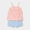 Ensemble d&eacute;bardeur et short coton rose corail b&eacute;b&eacute; fille