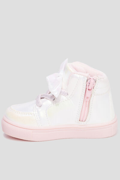 Baskets montantes zippées Minnie rose bébé fille