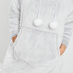 Poncho plaid à capuche taupe femme