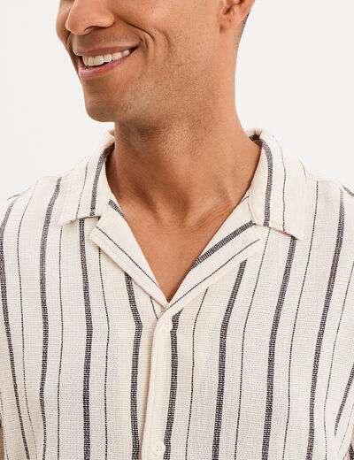 Chemise coton col cubain manches courtes ivoire homme