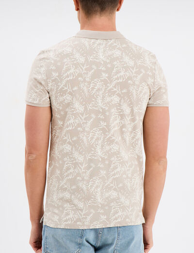 Polo droit manches courtes coton beige homme