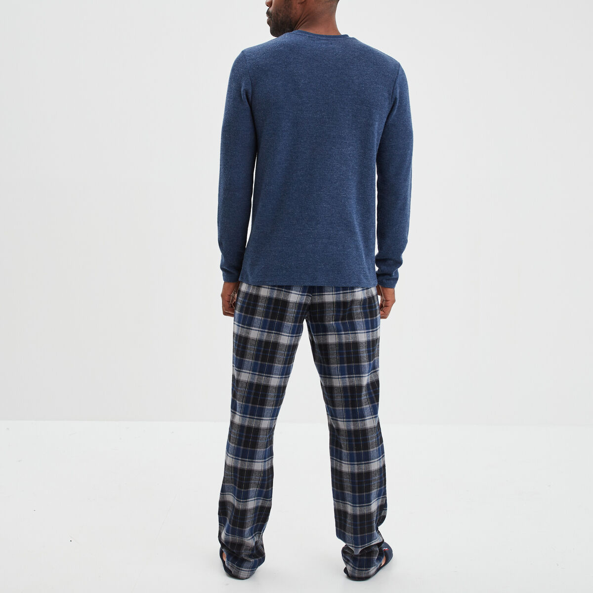Ensemble pyjama manches longues 2 pi&egrave;ces bleu marine homme