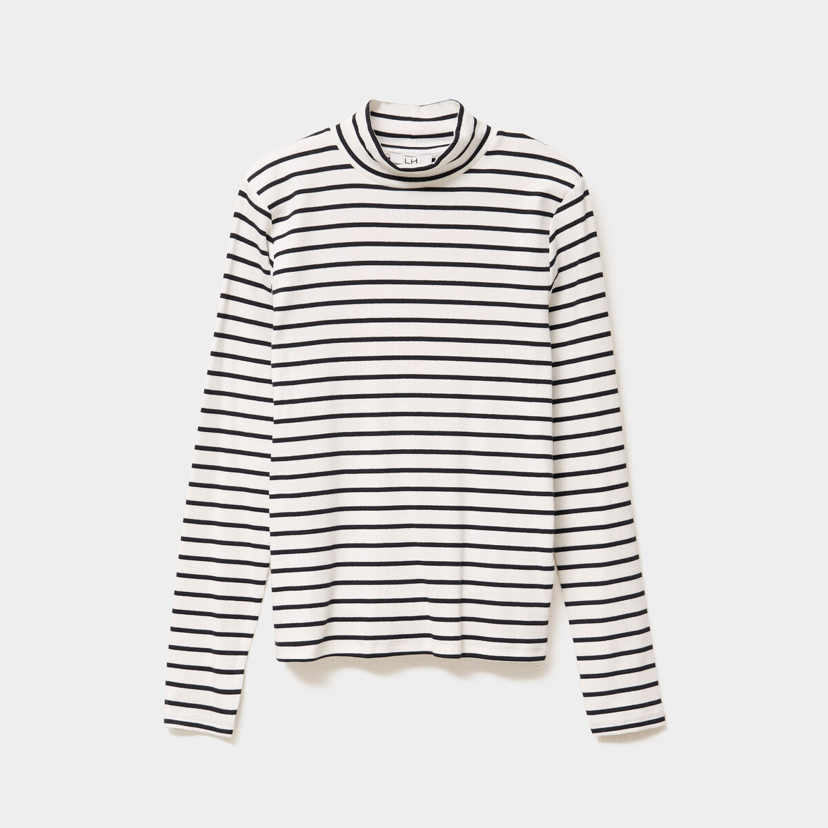 T-shirt ajust&eacute; col montant ecru femme