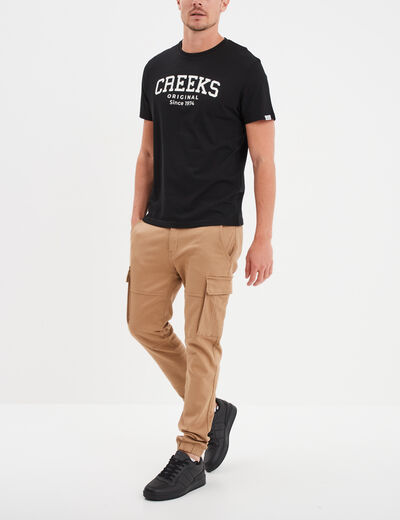 Pantalon cargo slim stretch taupe homme