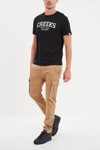 Pantalon cargo slim stretch taupe homme