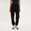 Pantalon jogging droit molleton noir femme