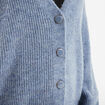 Gilet boutonné col en V bleu gris femme