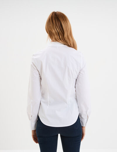 Chemise cintrée manches longues blanc femme