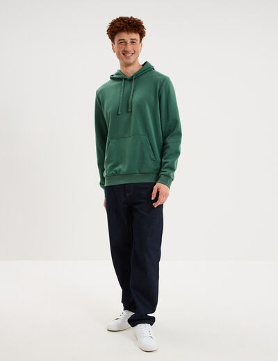 Sweat molleton &agrave; capuche hoodie vert menthe homme