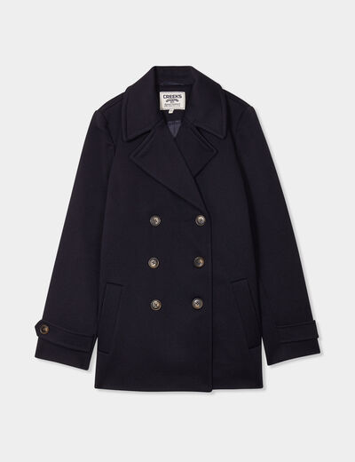 Manteau caban double boutonnage Creeks bleu marine femme